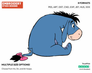 Smiling, Side View - Eeyore - Winnie the Pooh - Disney Embroidery Design in 3 sizes & 8 formats