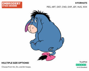 Back View - Eeyore - Winnie the Pooh - Disney Embroidery Design in 3 sizes & 8 formats