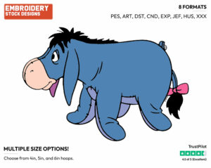 Smiling, Side View - Eeyore - Winnie the Pooh - Disney Embroidery Design in 3 sizes & 8 formats