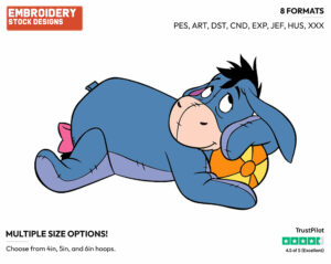 Lying With A Ball - Eeyore - Winnie the Pooh - Disney Embroidery Design in 3 sizes & 8 formats