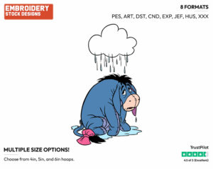 Under Rainy Cloud - Eeyore - Winnie the Pooh - Disney Embroidery Design in 3 sizes & 8 formats