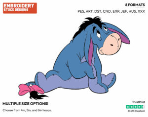 Cheerful - Eeyore - Winnie the Pooh - Disney Embroidery Design in 3 sizes & 8 formats