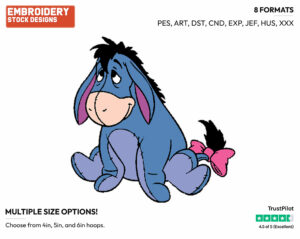 Smiling - Eeyore - Winnie the Pooh - Disney Embroidery Design in 3 sizes & 8 formats