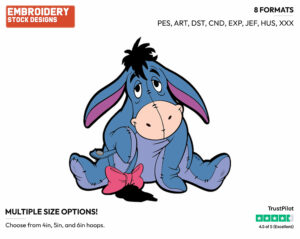 Cute - Eeyore - Winnie the Pooh - Disney Embroidery Design in 3 sizes & 8 formats