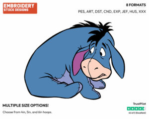 Anxious - Eeyore - Winnie the Pooh - Disney Embroidery Design in 3 sizes & 8 formats