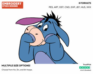 Cute - Eeyore - Winnie the Pooh - Disney Embroidery Design in 3 sizes & 8 formats