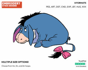 Sad - Eeyore - Winnie the Pooh - Disney Embroidery Design in 3 sizes & 8 formats