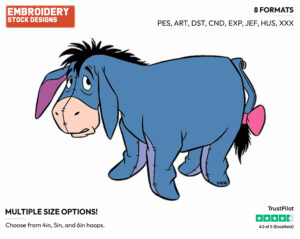 Curious - Eeyore - Winnie the Pooh - Disney Embroidery Design in 3 sizes & 8 formats