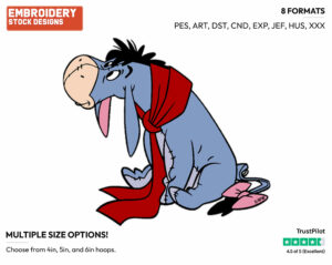 Wearing Scarf - Eeyore - Winnie the Pooh - Disney Embroidery Design in 3 sizes & 8 formats