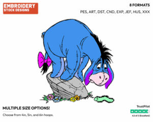 Eeyore, Caterpillar - Eeyore - Winnie the Pooh - Disney Embroidery Design in 3 sizes & 8 formats