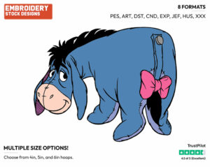 Shy - Eeyore - Winnie the Pooh - Disney Embroidery Design in 3 sizes & 8 formats