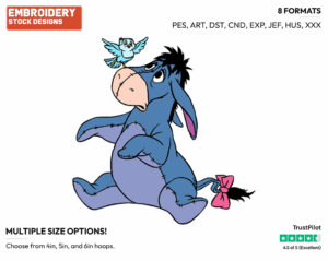 Eeyore, Bird - Eeyore - Winnie the Pooh - Disney Embroidery Design in 3 sizes & 8 formats