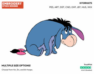 Smiling Timidly - Eeyore - Winnie the Pooh - Disney Embroidery Design in 3 sizes & 8 formats