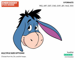 Eeyore's Smiling Face - Eeyore - Winnie the Pooh - Disney Embroidery Design in 3 sizes & 8 formats