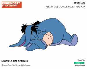 Sleeping - Eeyore - Winnie the Pooh - Disney Embroidery Design in 3 sizes & 8 formats