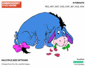 Holding Drooping Flower - Eeyore - Winnie the Pooh - Disney Embroidery Design in 3 sizes & 8 formats