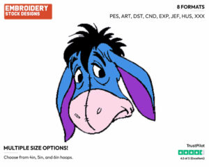 Eeyore's Face - Eeyore - Winnie the Pooh - Disney Embroidery Design in 3 sizes & 8 formats