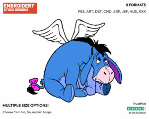Wearing Wings - Eeyore - Winnie the Pooh - Disney Embroidery Design in 3 sizes & 8 formats