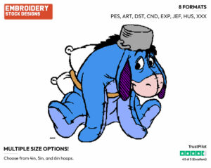 Eeyore Wearing Protective Gear - Eeyore - Winnie the Pooh - Disney Embroidery Design in 3 sizes & 8 formats