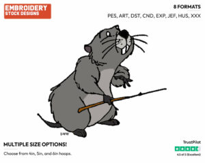 Holding Stick - Gopher - Winnie the Pooh - Disney Embroidery Design in 3 sizes & 8 formats