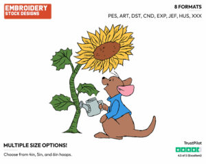 Roo Watering Sunflower - Kanga and Roo - Winnie the Pooh - Disney Embroidery Design in 3 sizes & 8 formats