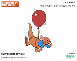 Roo Balloon - Kanga and Roo - Winnie the Pooh - Disney Embroidery Design in 3 sizes & 8 formats
