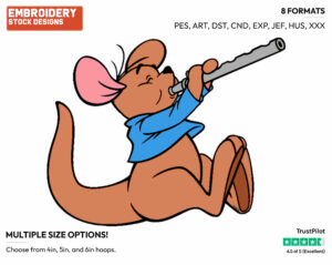 Roo Playing Flute - Kanga and Roo - Winnie the Pooh - Disney Embroidery Design in 3 sizes & 8 formats