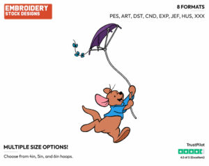 Roo Flying Kite - Kanga and Roo - Winnie the Pooh - Disney Embroidery Design in 3 sizes & 8 formats
