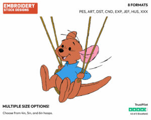 Roo On A Swing - Kanga and Roo - Winnie the Pooh - Disney Embroidery Design in 3 sizes & 8 formats