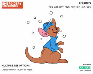 Roo Tasting Falling Snow - Kanga and Roo - Winnie the Pooh - Disney Embroidery Design in 3 sizes & 8 formats