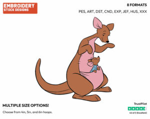 Kanga With Roo In Pouch - Kanga and Roo - Winnie the Pooh - Disney Embroidery Design in 3 sizes & 8 formats