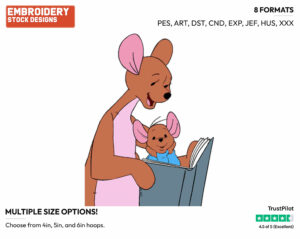 Kanga Reading To Roo - Kanga and Roo - Winnie the Pooh - Disney Embroidery Design in 3 sizes & 8 formats