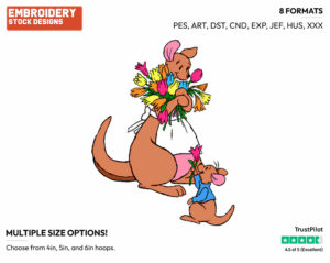 Roo Offers Kanga Bouquet Of Flowers - Kanga and Roo - Winnie the Pooh - Disney Embroidery Design in 3 sizes & 8 formats