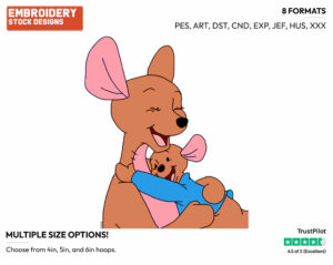 Kanga, Roo Hugging - Kanga and Roo - Winnie the Pooh - Disney Embroidery Design in 3 sizes & 8 formats