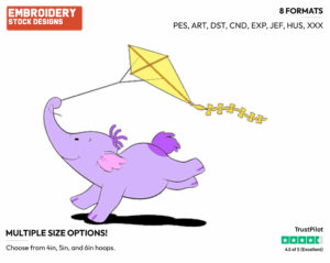Lumpy Flying Kite - Lumpy the Heffalump - Winnie the Pooh - Disney Embroidery Design in 3 sizes & 8 formats