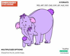 Lumpy Hugging His Mother - Lumpy the Heffalump - Winnie the Pooh - Disney Embroidery Design in 3 sizes & 8 formats