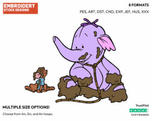 Lumpy, Roo In Mud - Lumpy the Heffalump - Winnie the Pooh - Disney Embroidery Design in 3 sizes & 8 formats