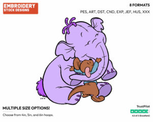 Lumpy, Roo Hugging - Lumpy the Heffalump - Winnie the Pooh - Disney Embroidery Design in 3 sizes & 8 formats