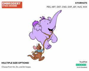 Lumpy, Roo Running - Lumpy the Heffalump - Winnie the Pooh - Disney Embroidery Design in 3 sizes & 8 formats