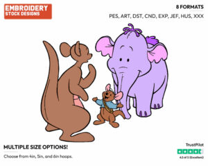 Roo, Kanga, Lumpy - Lumpy the Heffalump - Winnie the Pooh - Disney Embroidery Design in 3 sizes & 8 formats