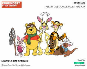 Winnie The Pooh, Piglet, Rabbit, Tigger, Roo - Lumpy the Heffalump - Winnie the Pooh - Disney Embroidery Design in 3 sizes & 8 formats