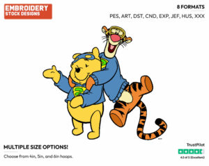Tigger, Winnie The Pooh - My Friends Tigger & Pooh - Winnie the Pooh - Disney Embroidery Design in 3 sizes & 8 formats