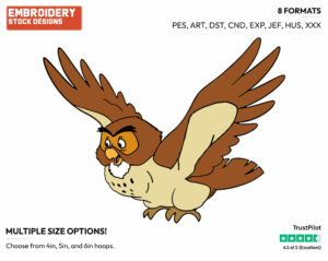 Flying - Owl - Winnie the Pooh - Disney Embroidery Design in 3 sizes & 8 formats