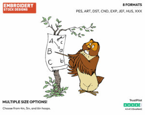 Teaching Abcs - Owl - Winnie the Pooh - Disney Embroidery Design in 3 sizes & 8 formats