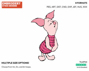 Worried Piglet - Piglet - Winnie the Pooh - Disney Embroidery Design in 3 sizes & 8 formats
