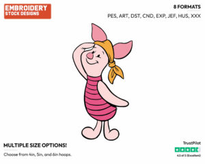 Piglet Dressed As A Pirate - Piglet - Winnie the Pooh - Disney Embroidery Design in 3 sizes & 8 formats