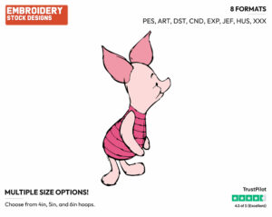 Piglet Side View - Piglet - Winnie the Pooh - Disney Embroidery Design in 3 sizes & 8 formats