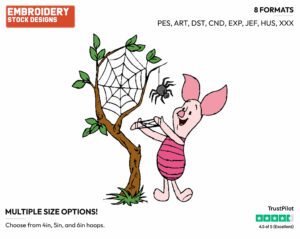 Piglet, Spider - Piglet - Winnie the Pooh - Disney Embroidery Design in 3 sizes & 8 formats