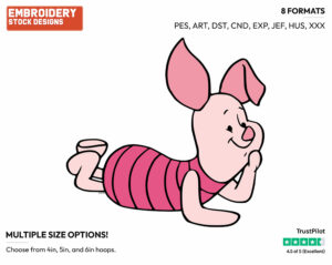 Posing - Piglet - Winnie the Pooh - Disney Embroidery Design in 3 sizes & 8 formats