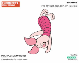 Balancing On One Hand - Piglet - Winnie the Pooh - Disney Embroidery Design in 3 sizes & 8 formats